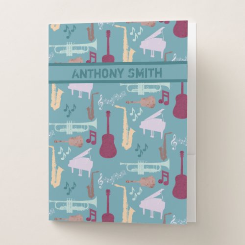 Musical Instruments Pattern Pocket Folder