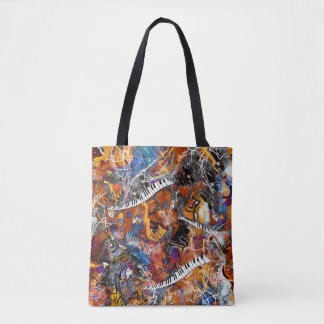 Musical Instruments, Piano, Guitar, Saxophone  Tote Bag