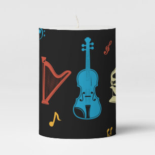 Musical Instruments Pillar Candle