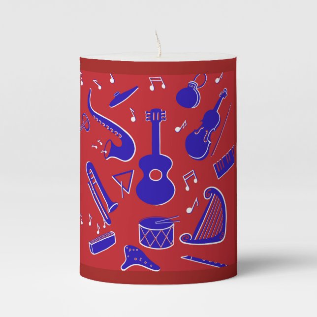 Musical Instruments Pillar Candle (Front)