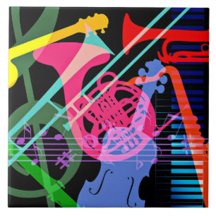 Musical Instruments Pop Art Design Ceramic Tile