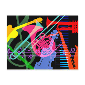 Musical Instruments Pop Art Design Postcard