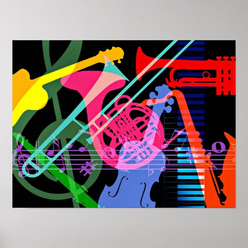 Musical Instruments Pop Art Design Poster