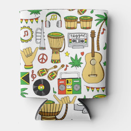 Musical Instruments Reggae Seamless Background Can Cooler