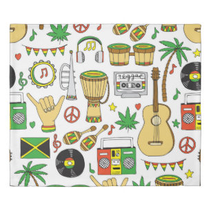 Musical Instruments: Reggae Seamless Background Duvet Cover
