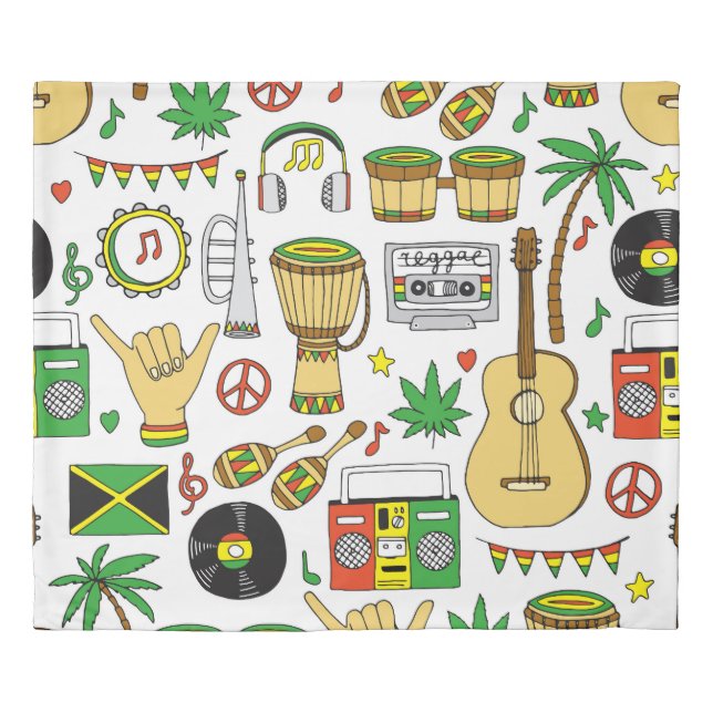 Musical Instruments: Reggae Seamless Background Duvet Cover (Front)