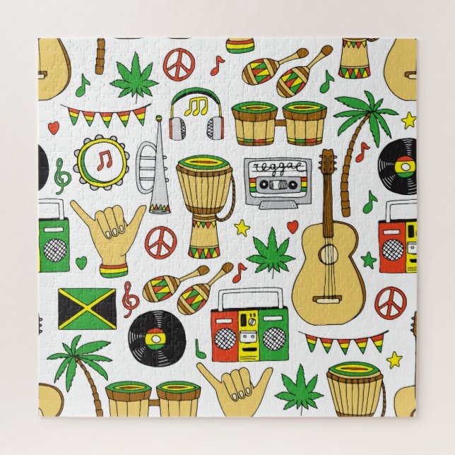 Musical Instruments: Reggae Seamless Background Jigsaw Puzzle (Vertical)