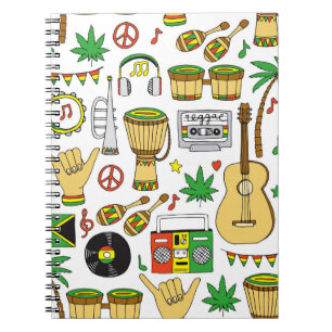 Musical Instruments: Reggae Seamless Background Notebook