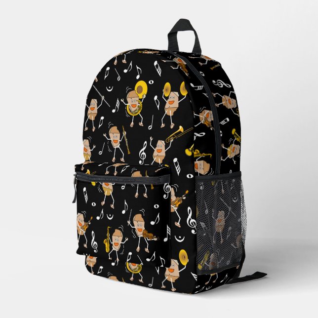Musical Instruments Rock  Printed Backpack (Back Corner Right)