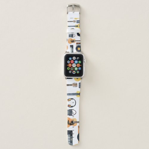 Musical Instruments Seamless Watercolor Apple Watch Band