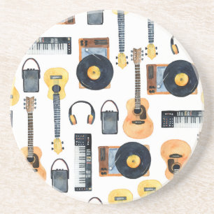 Musical Instruments: Seamless Watercolor Coaster