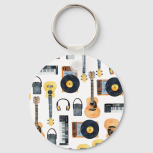Musical Instruments: Seamless Watercolor Keychain