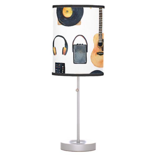 Musical Instruments Seamless Watercolor Table Lamp