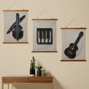 Musical instruments, Set of Three Hanging Tapestry