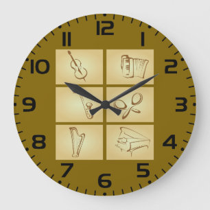 Musical Instruments Sketch Large Clock