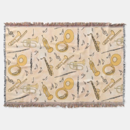 Musical Instruments Throw Blanket