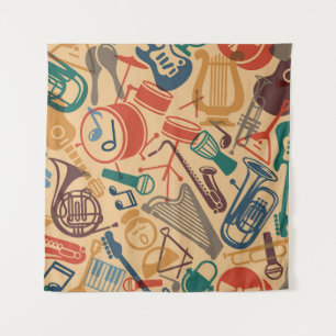 Musical Instruments Vintage Seamless Background Tapestry