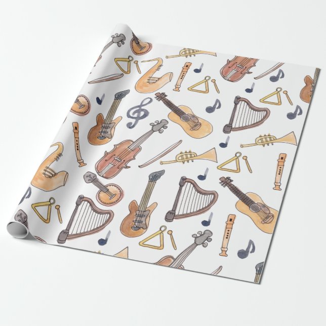 Musical Instruments Wrapping Paper (Unrolled)