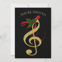 Musical Invitation - Christmas - G-Clef in Gold