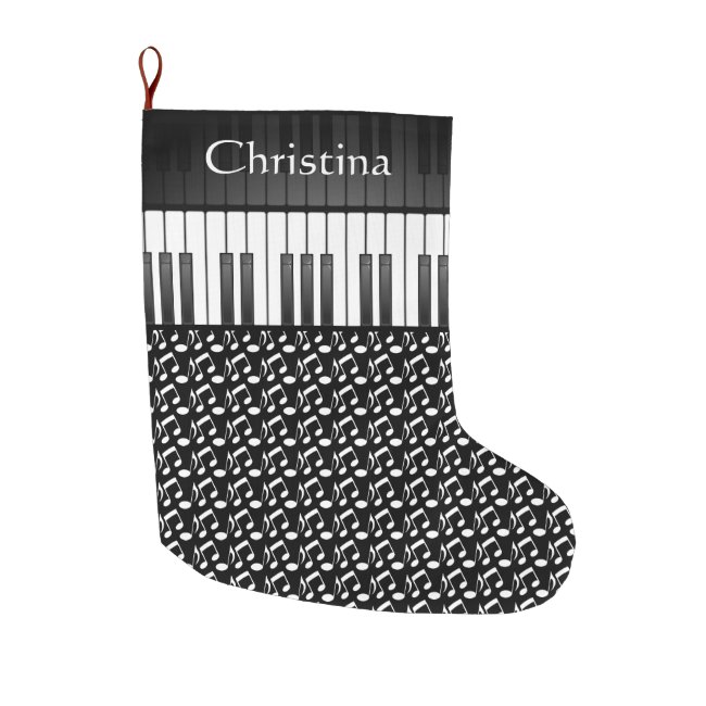 Musical Keyboard Design Large Christmas Stocking