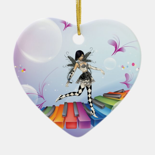 Musical Keyboard Faerie Ceramic Ornament (Front)