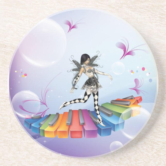 Musical Keyboard Faerie Drink Coaster (Front)