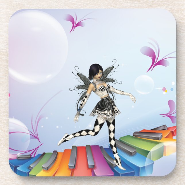 Musical Keyboard Faerie Drink Coaster (Front)