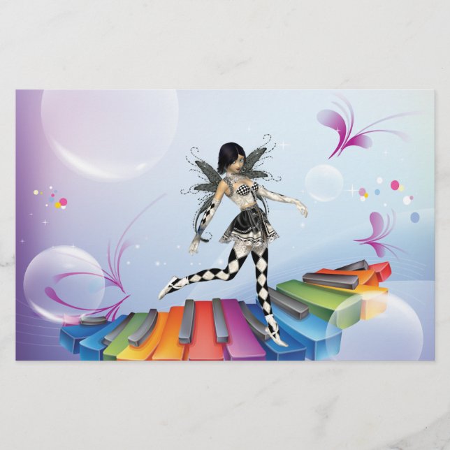 Musical Keyboard Faerie Stationery (Front)