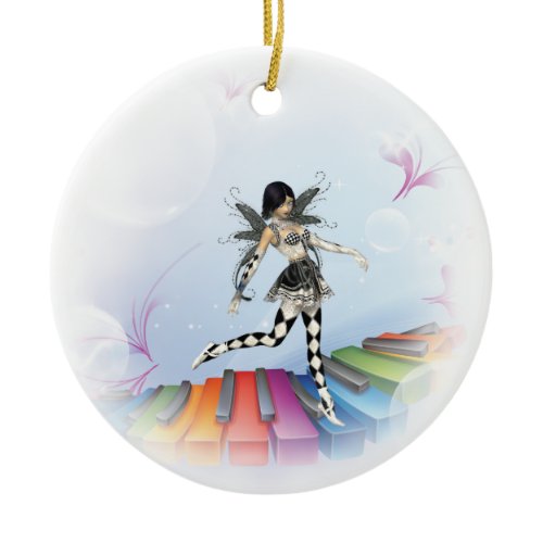 Musical Keyboard Faerie Vignette Ceramic Ornament