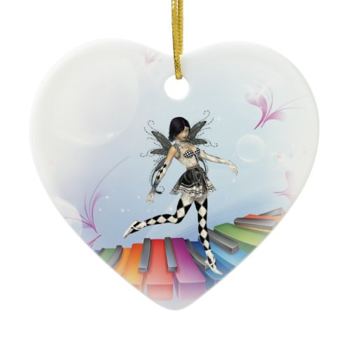 Musical Keyboard Faerie Vignette Ceramic Ornament