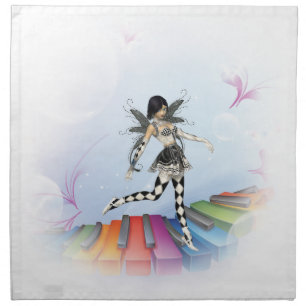 Musical Keyboard Faerie Vignette Cloth Napkin