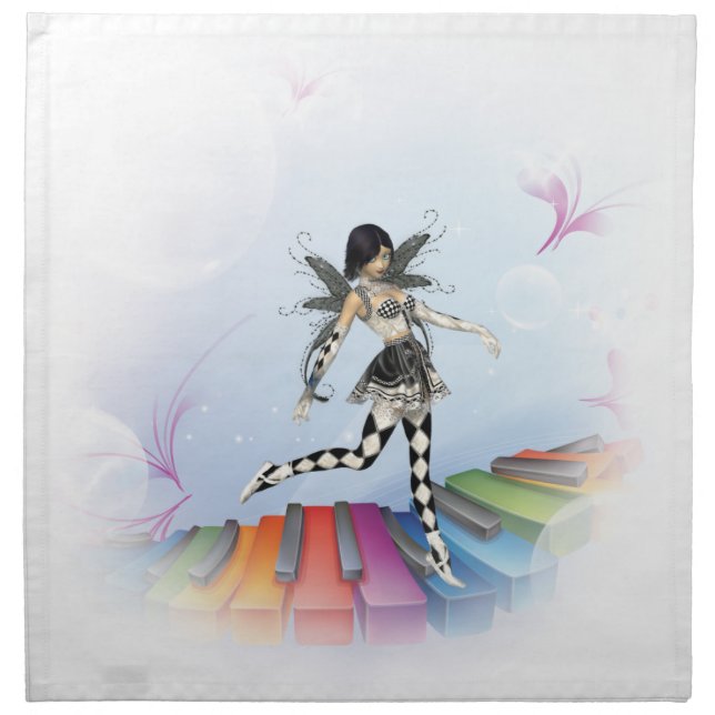 Musical Keyboard Faerie Vignette Cloth Napkin (Front)