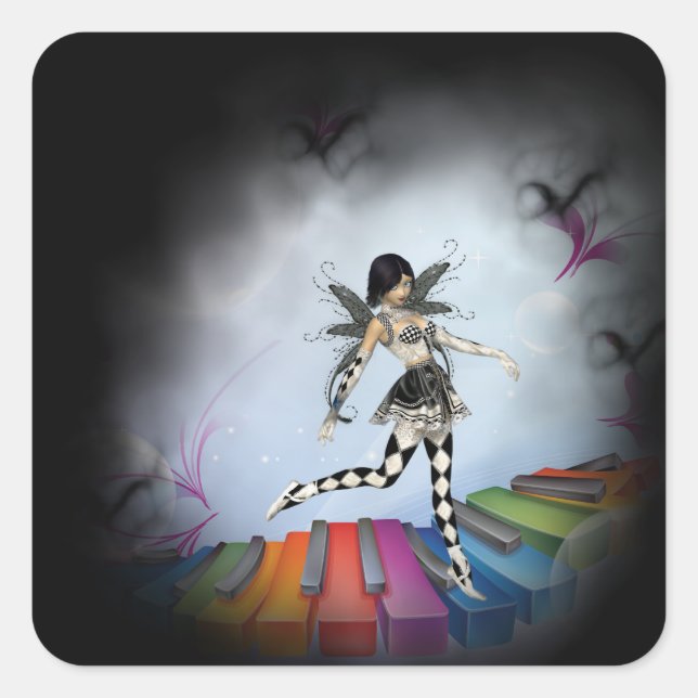 Musical Keyboard Faerie Vignette Square Sticker (Front)