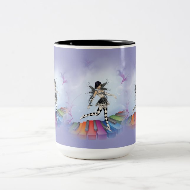 Musical Keyboard Faerie Vignette Two-Tone Coffee Mug (Center)