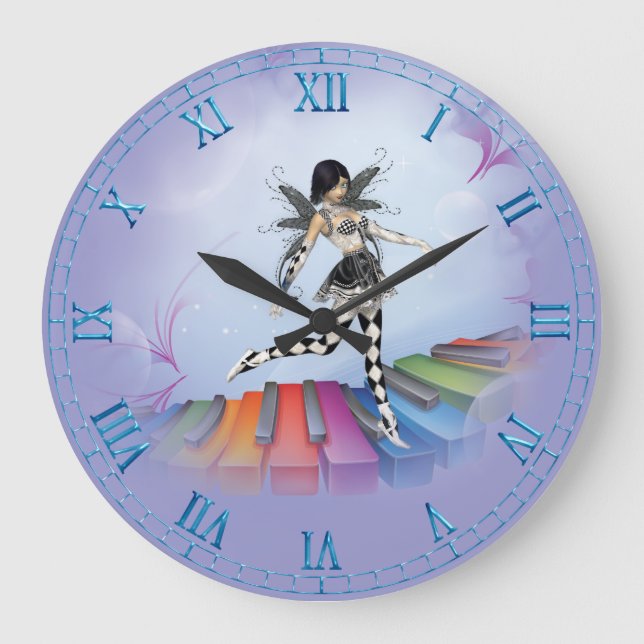 Musical Keyboard Faerie Vignette Wall Clock (Front)