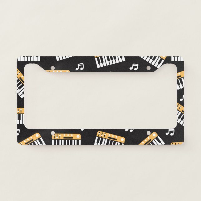 Musical Keyboard Pattern License Plate Frame (Front)