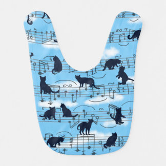 musical kittens baby bib