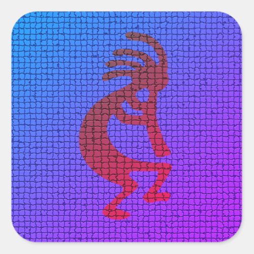 Musical Kokopelli Southwest Symbol Tiles Pattern Square Sticker