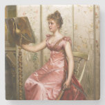 Musical Lady In Pink Stone Coaster
