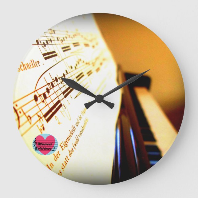 Musical Lifetimes Piano Keys Round Wall Clock (Front)