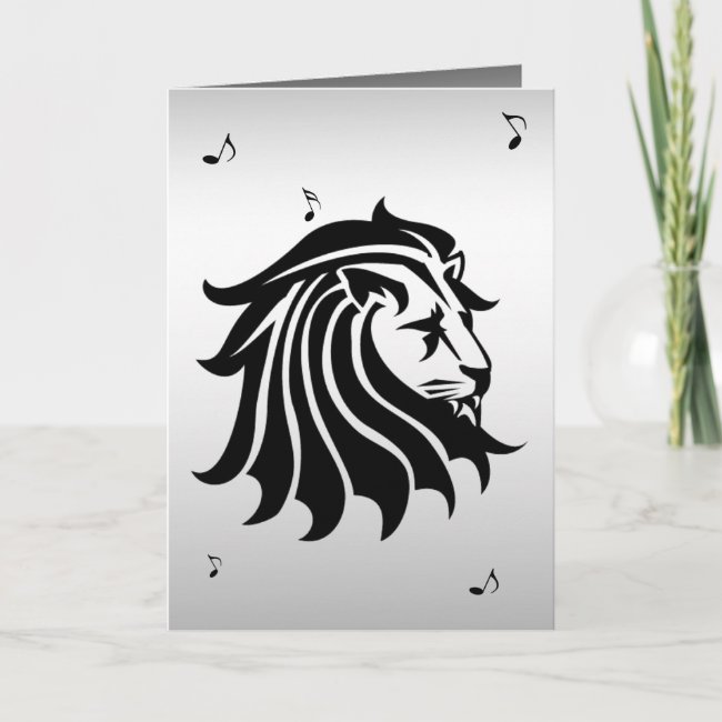 Musical Lion Black and Silver Blank Card