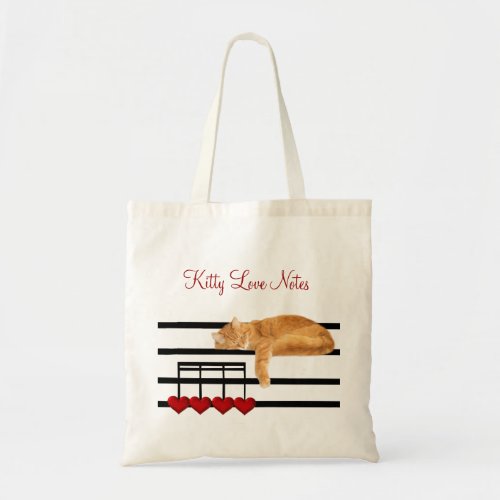 Musical love kitty cat tote bag