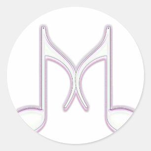 Musical "M" Letter Classic Round Sticker