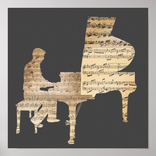 Musical Man Grand Piano_ Customizable Background Poster
