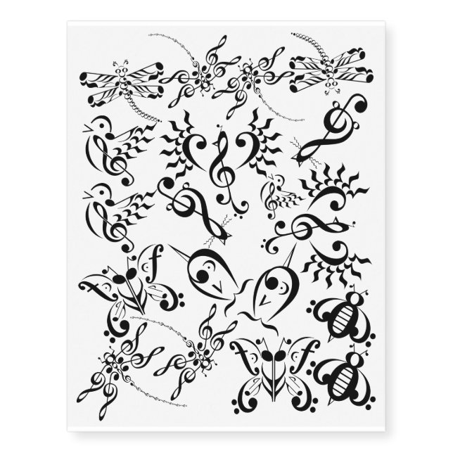Musical Menagerie Temporary Tattoos 1 (Front)