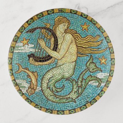 Musical Mermaid Round Glass Tray