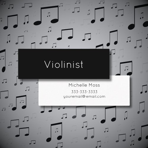 Musical Minimalist Violinist Black  Mini Business Card