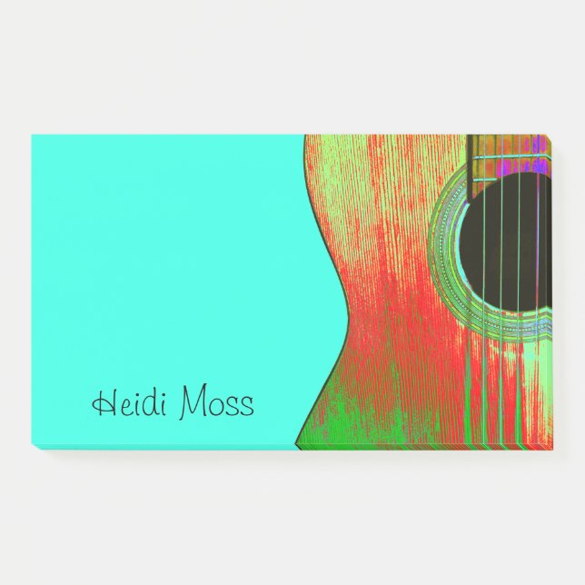 Musical Monogram Teal Green Guitar Post-it Notes (Front)