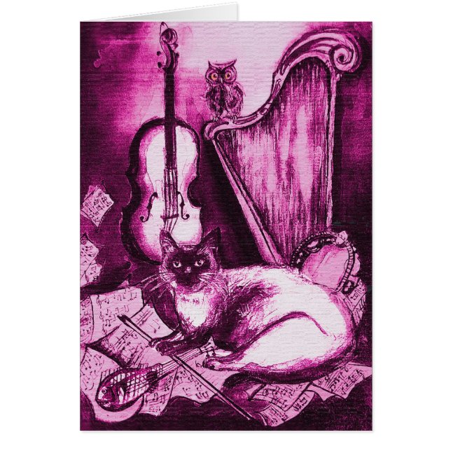 MUSICAL MOTHER'S DAY CAT ,Pink Fuchsia White (Front)