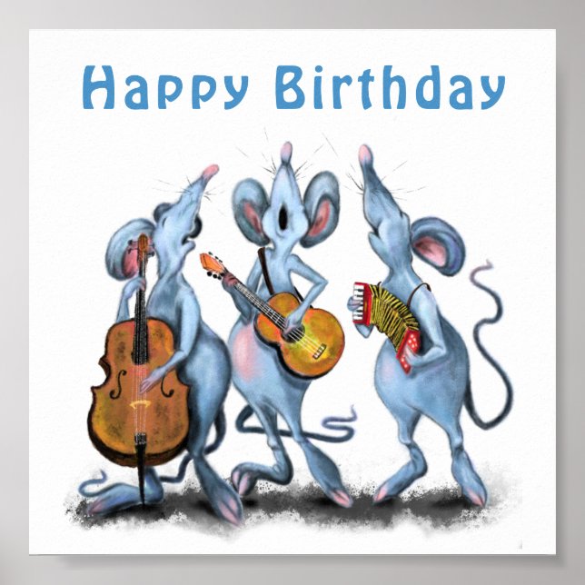 Musical Mouse Band Poster Happy Birthday (Front)